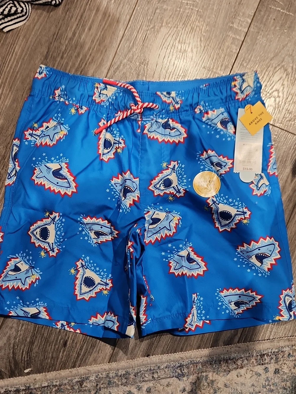 NWT Cat & Jack Sharks UPF 50+ Husky Boys Sz M (8) Swimtrunks